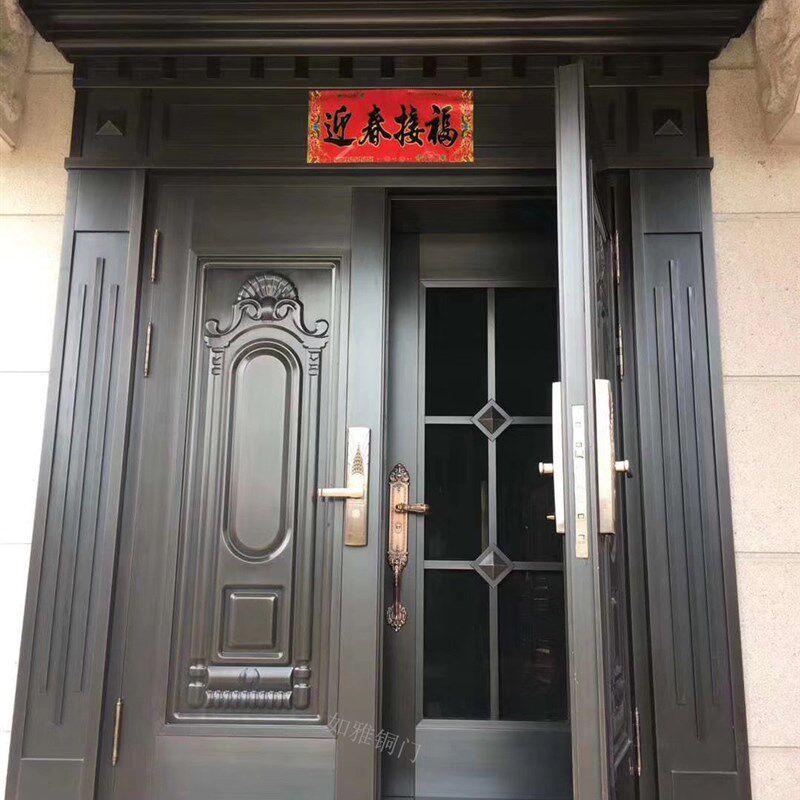 别墅铜门入户大门进户门防蚊虫铜沙门铜防盗门复合门金刚网门