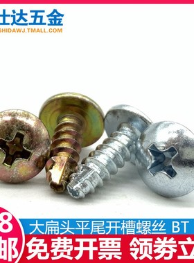 十字大扁头开槽平尾自攻螺丝钉PTBT铣尾粗牙螺钉M4*810121416