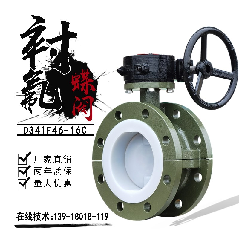 涡轮衬四氟蝶阀PTFE/PFA耐酸碱防腐蚀海水化工全衬里阀门D341F46