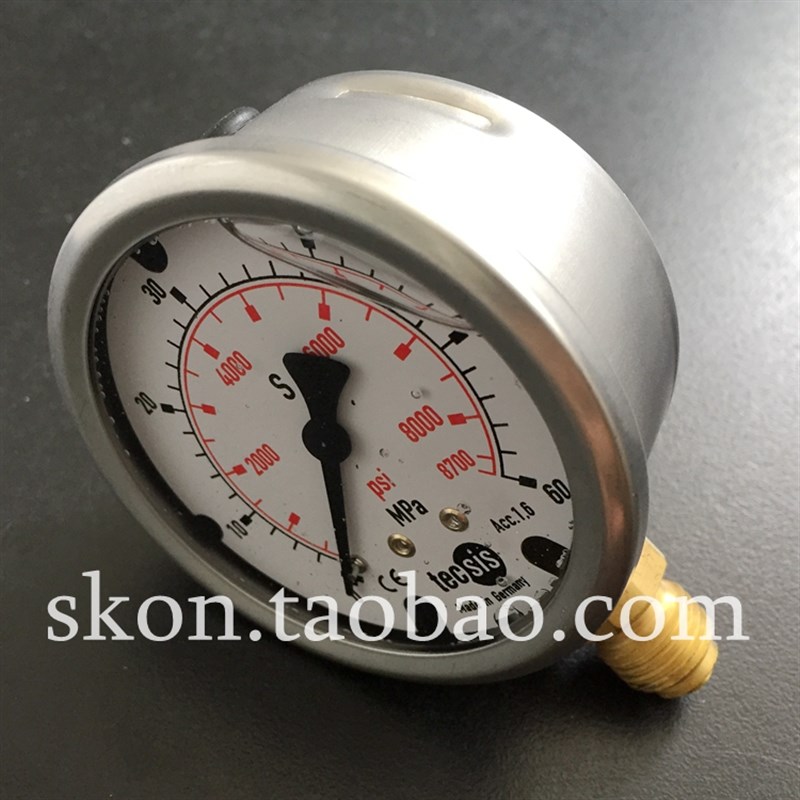 EN837-1S注液耐震压力表TECSIS德国泰科思P1454油压表0-60MPA