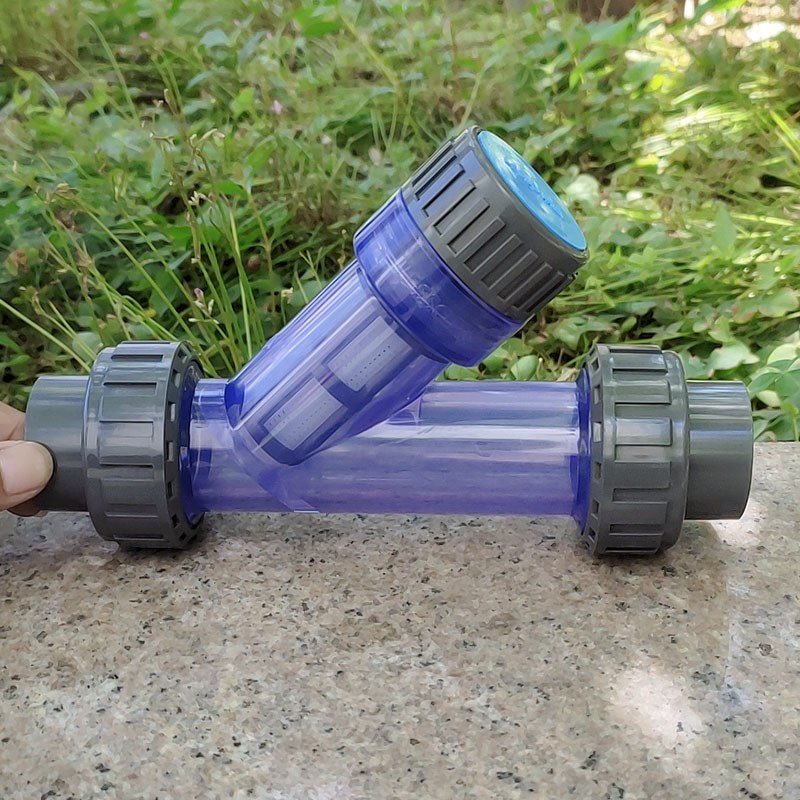 过滤器Y型UPVC塑料污水带滤网管式管道15/20/25两头活接毫米环保