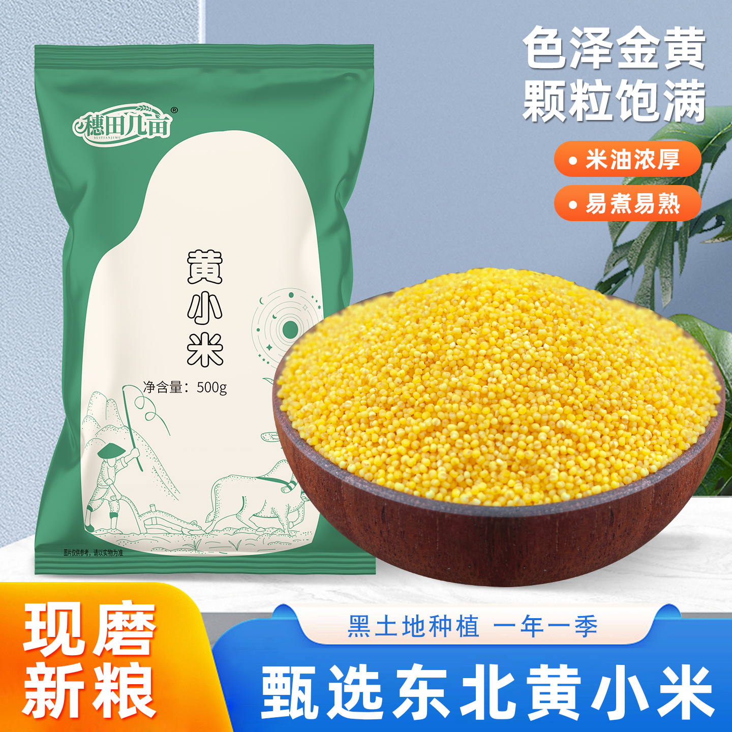 东北黄小米当季新米5斤农家自种食用脂小米五谷杂粮粗粮糯小米粥