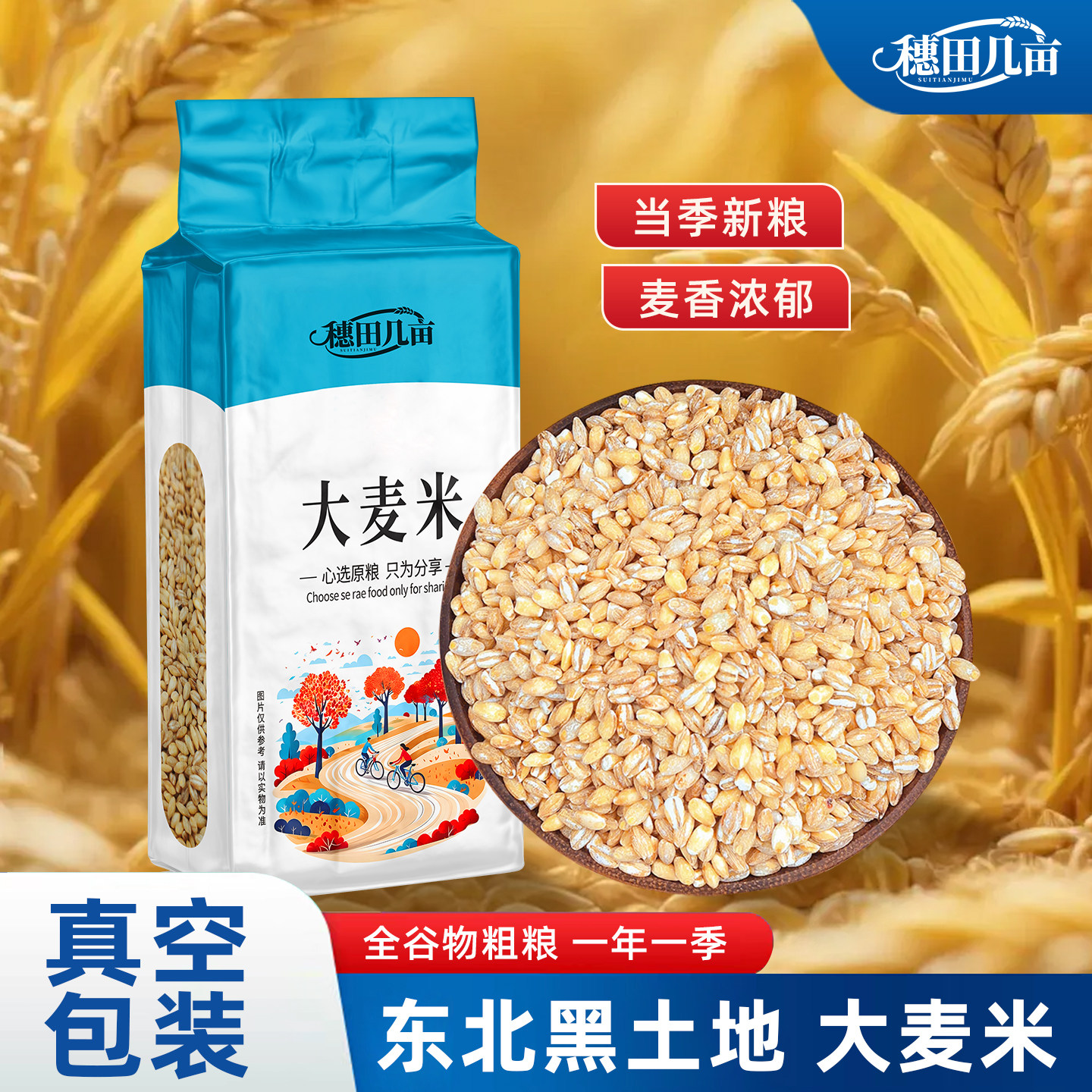 东北大麦仁真空装新脱皮500g农家新鲜粗粮大麦米去皮麦仁杂粮煮粥图片