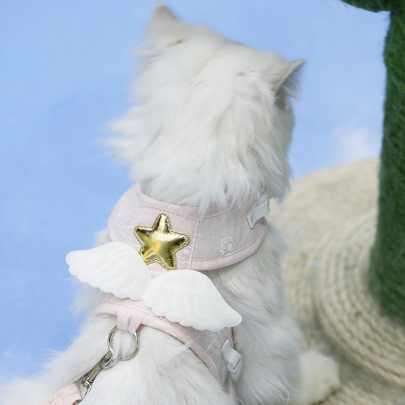 天使翅膀猫咪牵引绳背心式牵引带狗狗幼猫外出牵引防挣脱宠物用品