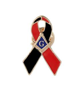欧美共济会LOGO红色丝带胸针关爱red ribbon lapel pin徽章新品