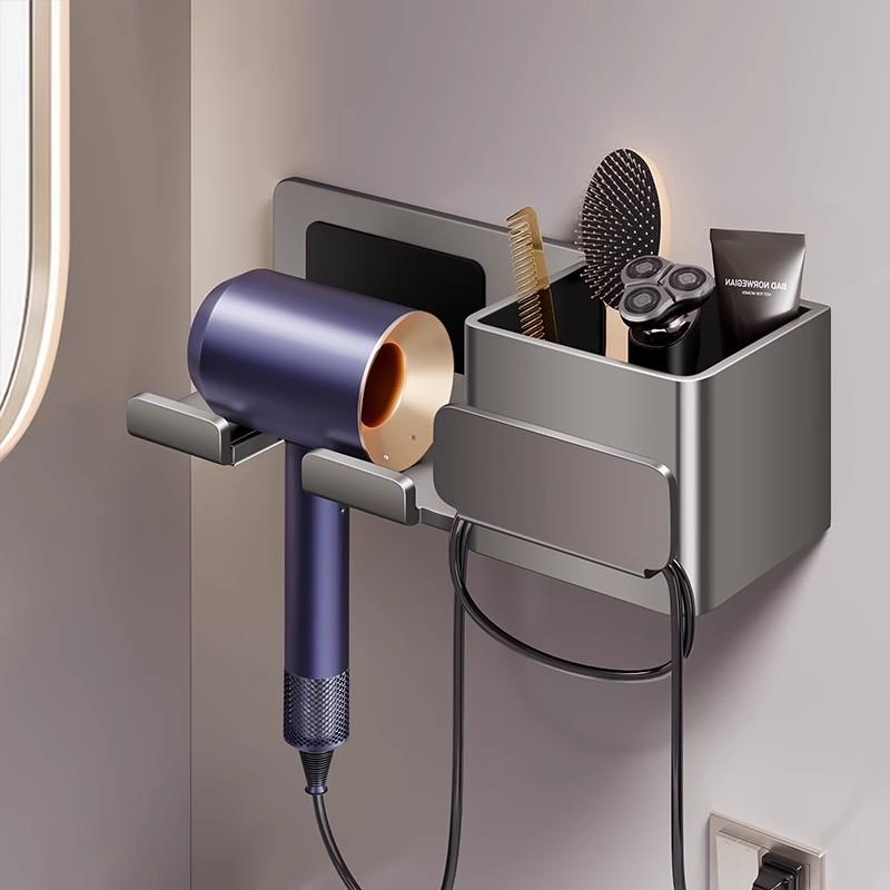 吹风机置物架免打孔卫生间收纳绕线电吹风挂架吹风筒支架浴室架子