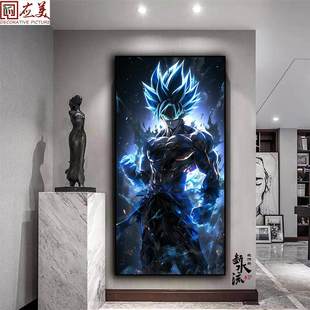七龙珠挂画孙悟空超级赛亚人超蓝自在极意功白神动漫电竞房装饰画