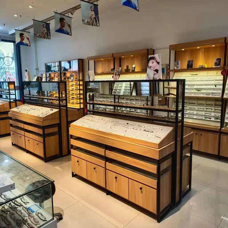 快时尚烤漆眼镜店展示柜生态板高柜玻璃中岛柜台陈列货架眼镜柜