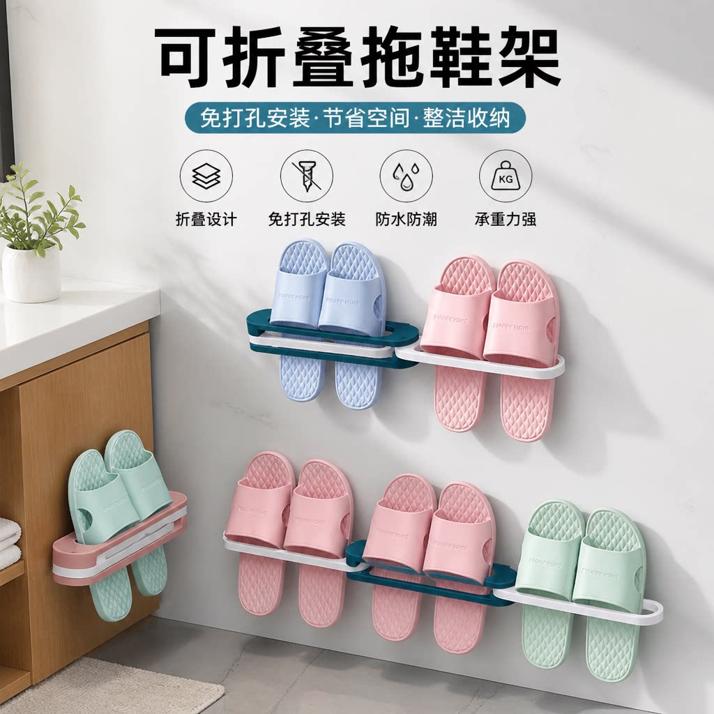 浴室拖鞋架壁挂挂式墙壁厕所鞋子