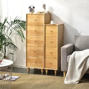 实木收纳柜带腿多层抽屉式踢脚板夹缝收纳柜窄缝木质五斗柜床头柜