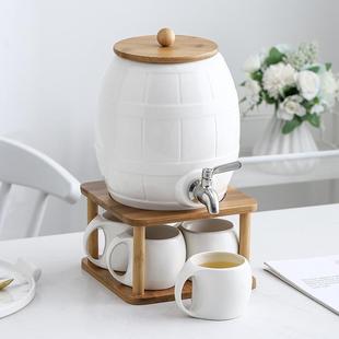 冷水壶带龙头陶瓷水具简约咖啡杯北欧凉白开喝水杯家用套装 日式