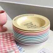 ins Wind英文汤盘休闲餐盘高端餐盘家常菜盘陶瓷深盘牛排西餐盘