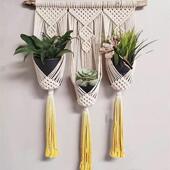 绿植窝.手工编织ins挂毯民宿装 饰客厅阳台墙饰花篮花盆架植物收纳