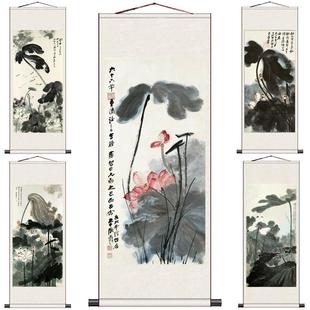 张大千夏河卷轴画古玩中国画卷轴中国画绢画绢画宣纸挂画水墨画