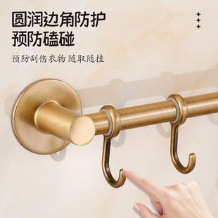 复古厨房挂钩多功能勺子锅铲收纳架厨具挂杆粘钩挂架免打孔仿古色