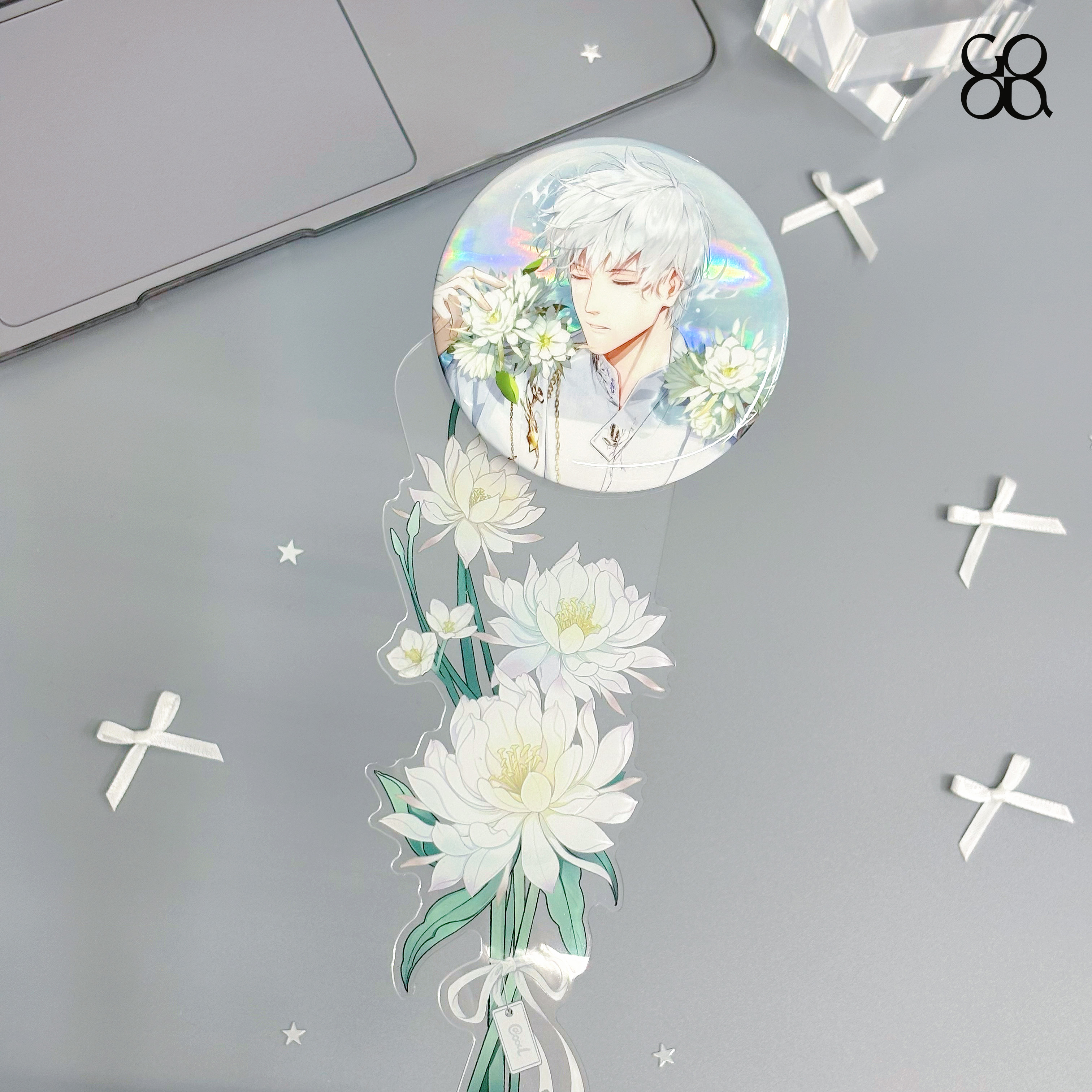 「花迹-月系列」花束打卡棒原创设计双面亚克力吧唧谷美谷哒星