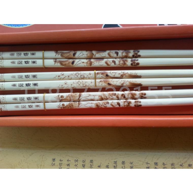 河南南阳冬青木烙画礼盒筷子 环保手作双人实用礼品组