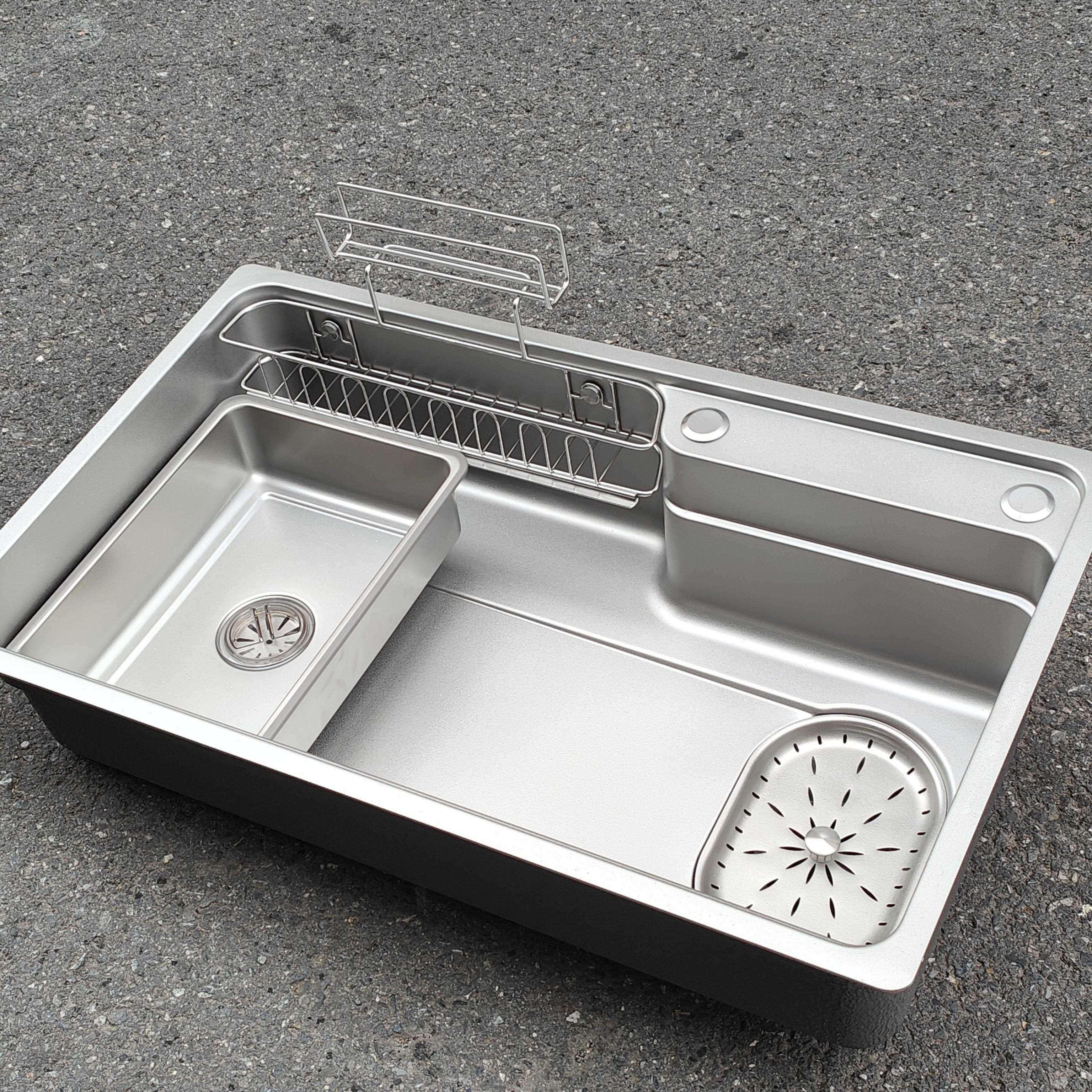 【银色不掉色水槽】水槽304手工盆洗菜池火山纹洗菜盆大单槽