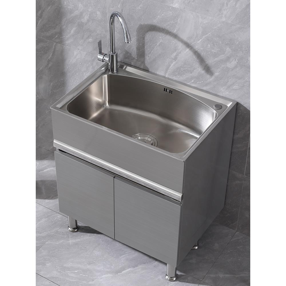 304不锈钢洗衣柜阳台家用洗衣池洗手台盆蜂窝铝浴室柜组合带搓板