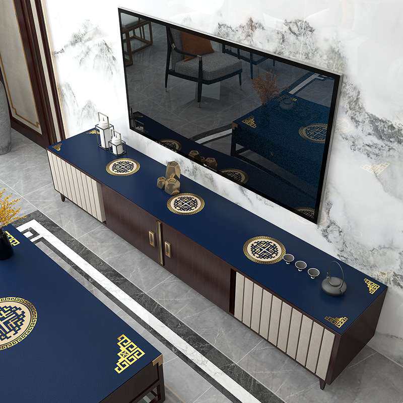 新中式桌布防水防油免洗茶几垫家用pu皮革电视柜长方形餐桌垫