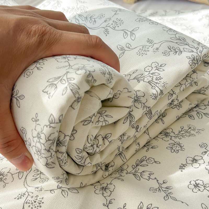 全棉纯棉田园小花卉老粗布床单款三件套简约卡通单人床单