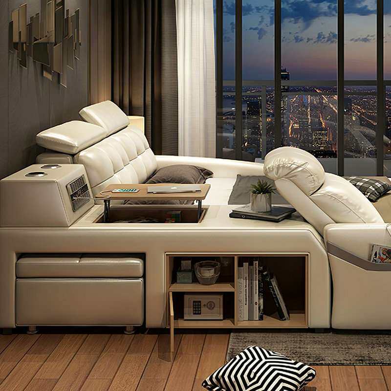 厂家供应现代智能多功能皮床蓝牙音箱双人主卧大床按摩储物床卧室