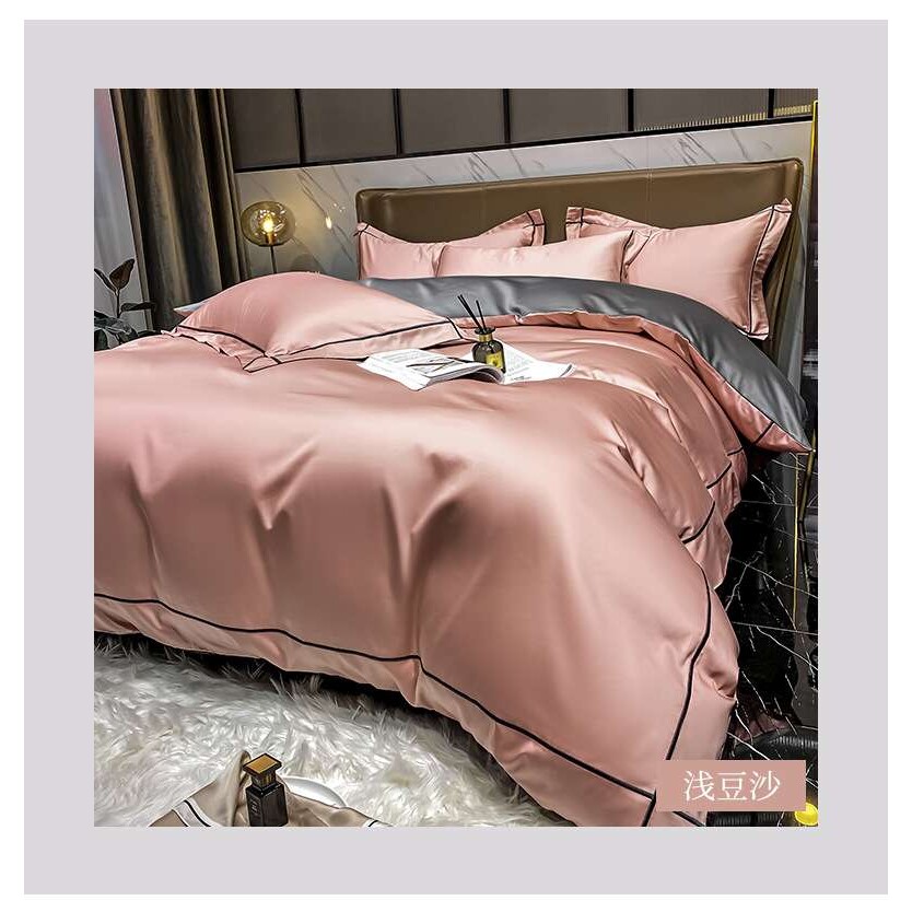 2023新款纯色刺绣长绒棉四件套全棉床单被套欧式简约风床品可代发