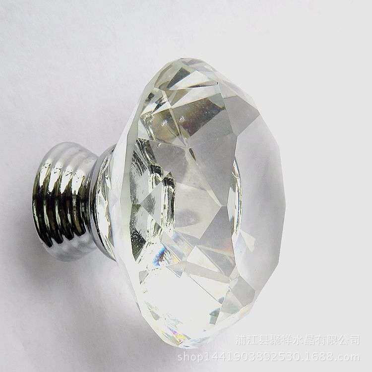 厂家 现代时尚美式40mm钻石水晶拉手 欧式床头抽屉家具门把手