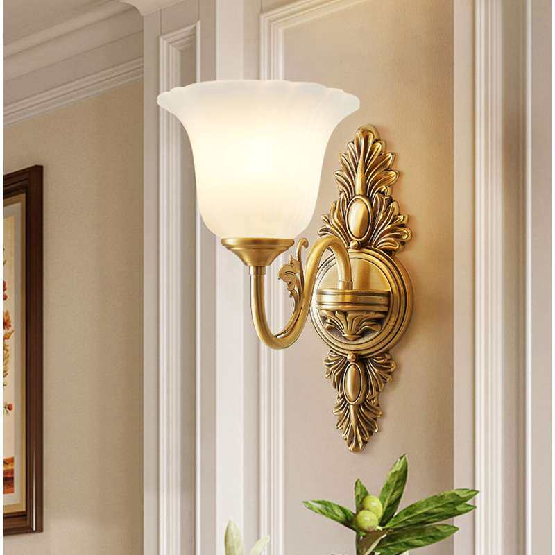 美式全铜壁灯简约复古欧式客厅背景墙壁走廊过道楼梯卧室床头灯具