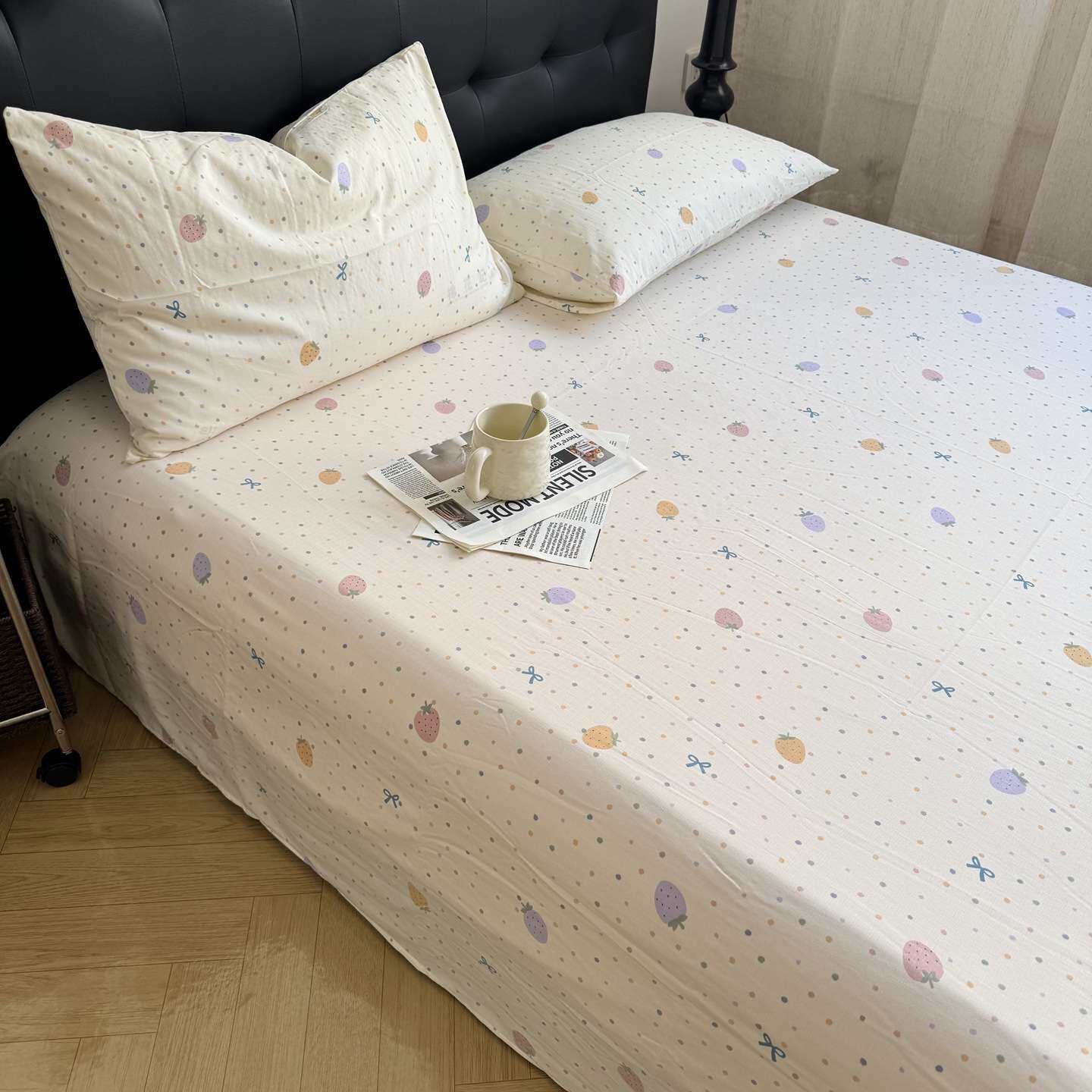 A类皱皱双层纱印花床单三件套单件学生宿舍床上单人家用宽边被单