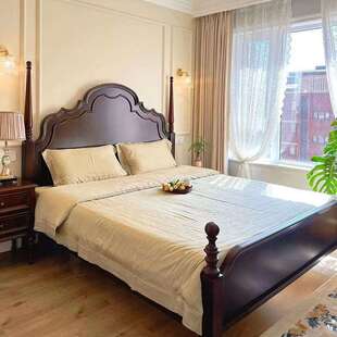 美式复古实木床法式安娜主卧大床双人床婚床公主床轻奢实木家具