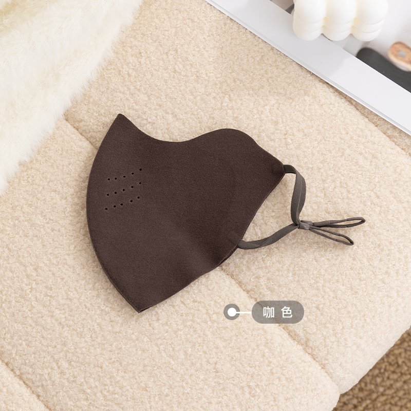 秋冬德绒磨毛口罩气质保暖防风黑色高颜值保暖女秋季冬季冬天防寒