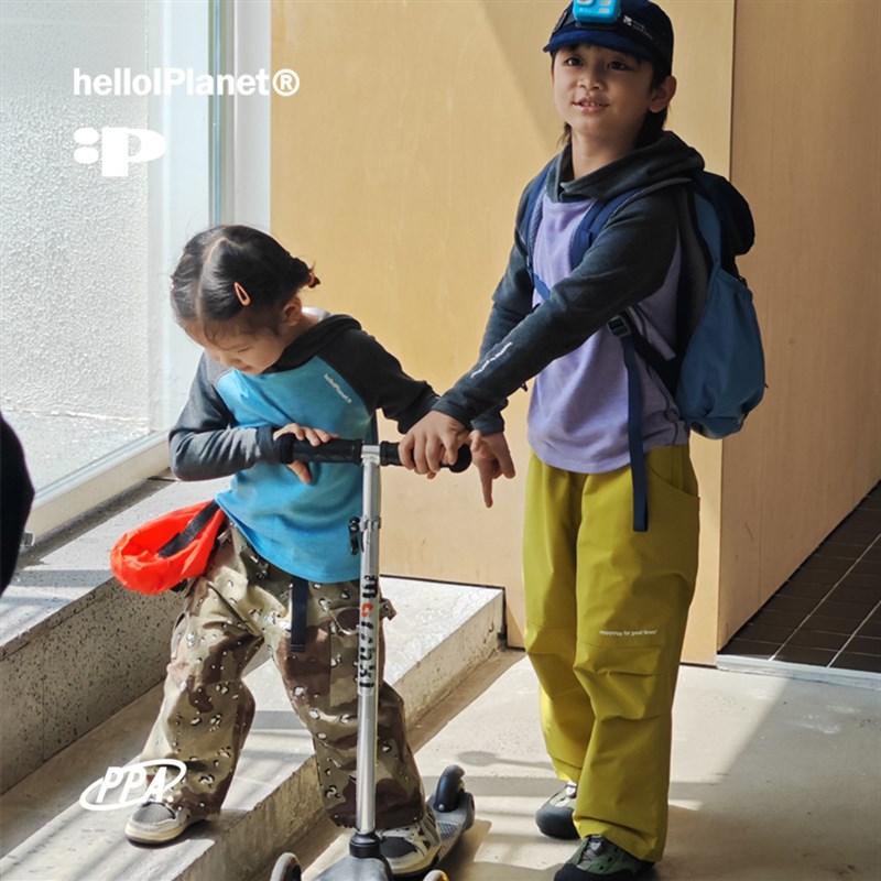 现ppapa 连帽插肩撞色拼接拼色儿童长袖打底衫中大童 1013036