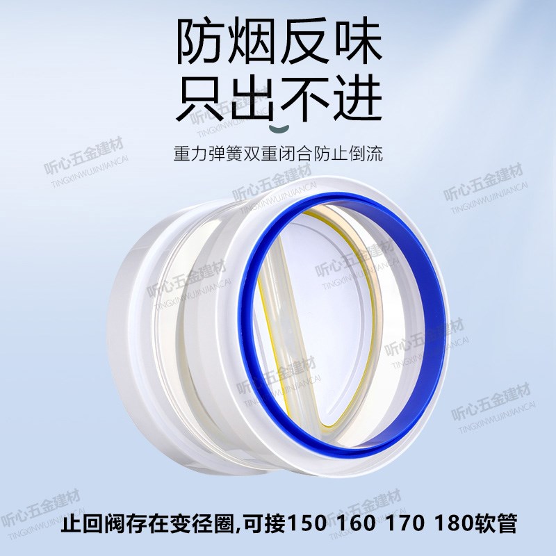 油烟机止回阀穿墙风帽排烟管变径圈180转110mm防鸟帽PVC管大小头