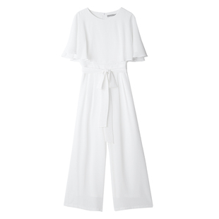 套装 白色阔腿裤 夏装 薄款 气质 美妃雅连体裤 雪纺连衣裤 女夏2021新款