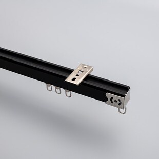 窗帘黑色轨道滑轨铝合金导轨单双轨道直轨罗马窗帘杆顶装侧装滑道