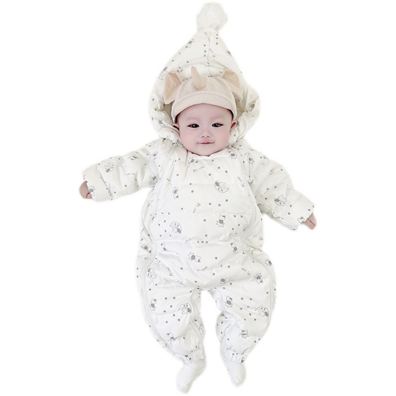 婴儿连体羽绒服新生儿冬季外出抱衣男女宝宝冬装衣服保暖加厚爬服