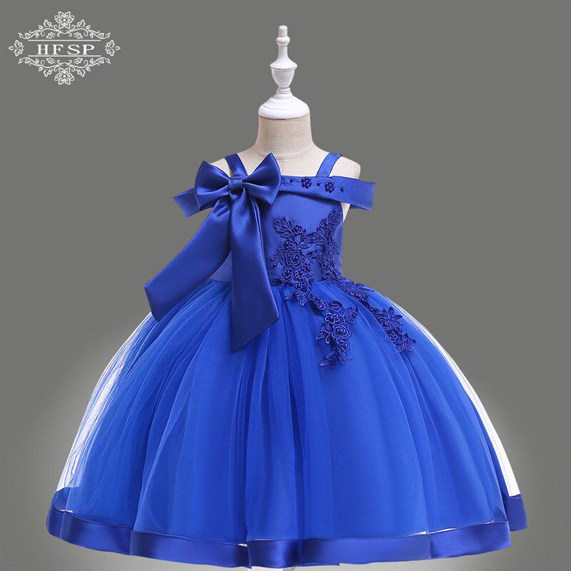 2019新款儿童公主裙女童蓬蓬裙花童婚纱裙女童主持走秀钢琴表演