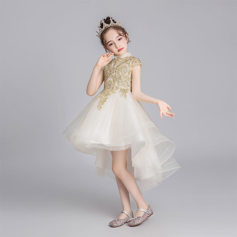女童晚礼服公主裙蓬蓬纱小花童婚纱裙高贵洋气女孩主持人演出服冬