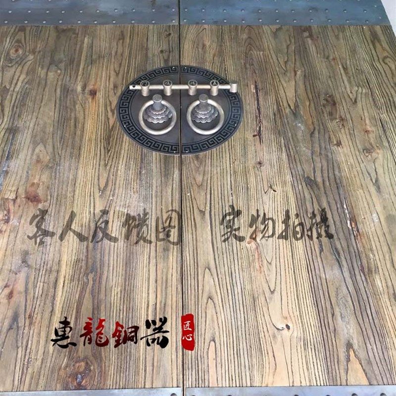 中式仿古大门栓纯铜拉手回文万子边圆门牌实木大门插销拉手门闩锁