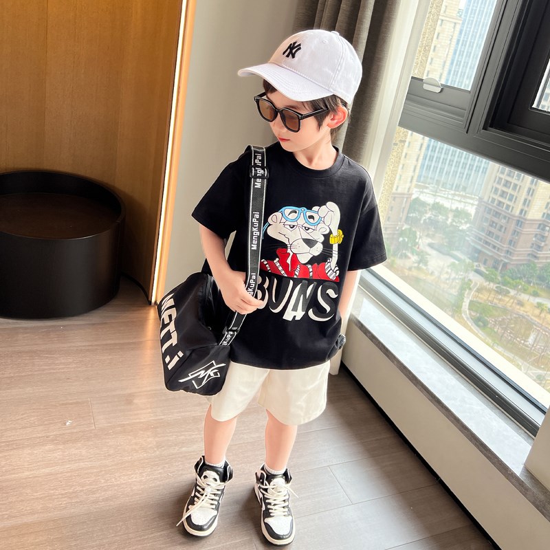 御宝当家男童短袖T恤夏季2024新款儿童体恤衫男孩卡通上衣童装潮