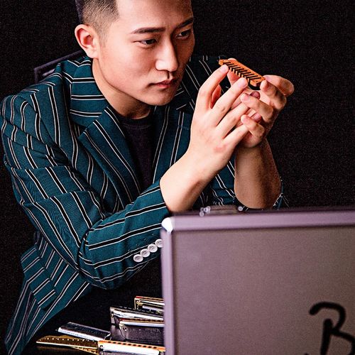 Bun蓝馍馍精品口琴定制十孔布鲁斯半音阶复音性能提升玄学改琴