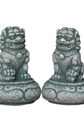 石狮子一对看门镇宅玄关阳台客厅中式仿古青石摆件鱼缸造景小摆设