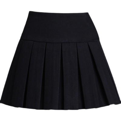 黑色短款毛呢百褶裙高腰弹力半身裙2021秋冬小个子a字百褶呢子裙