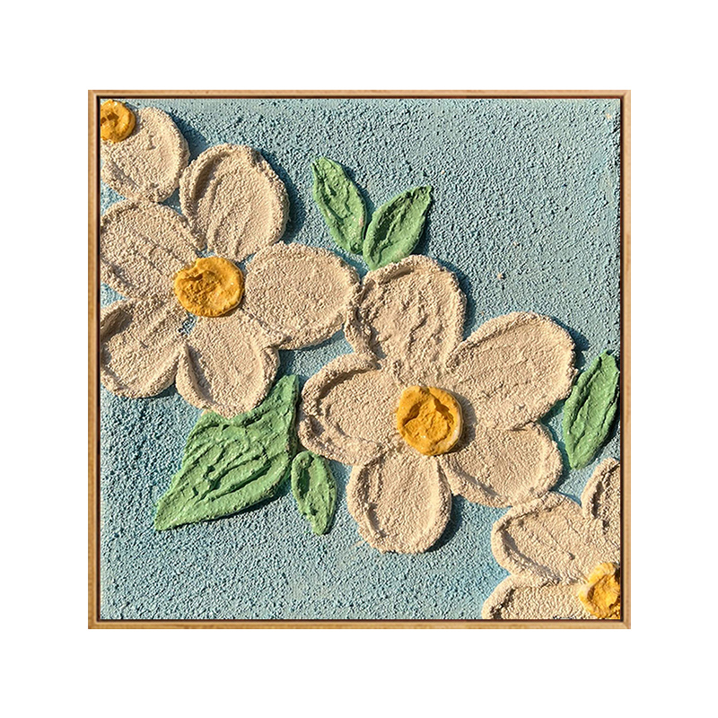 简约花卉立体石英砂肌理画diy材料全套手工填充丙烯油彩画装饰画图片
