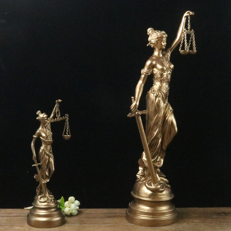 仿铜司法公平公正正义女神忒弥斯雕塑雕像律师办公室法律天平摆件