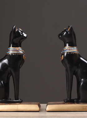 北欧复古埃及猫书挡装饰品书房书靠书立摆件别墅样板房软装饰品