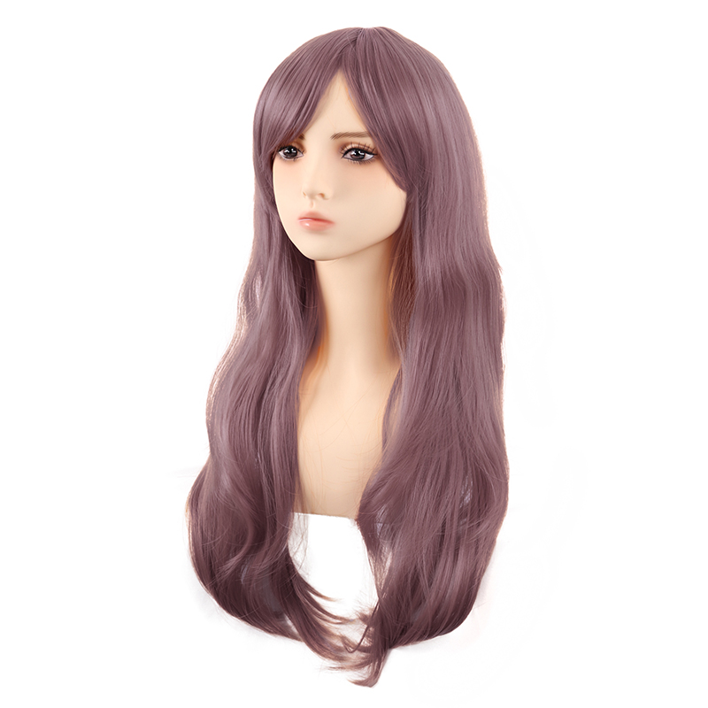 潼漫 cos假发女微卷长发动漫高温丝深香芋紫色斜刘海万用70cm头套