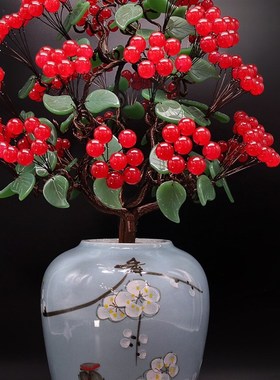 天然水晶发财树红玉髓招财客厅酒柜玄关装饰公司开业乔迁新婚送礼