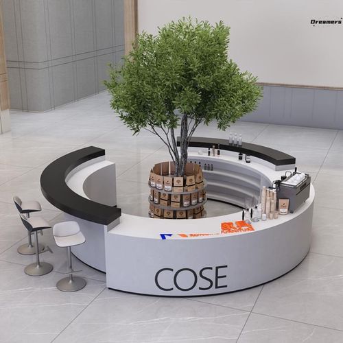 弧形烤漆公司前台接待台美容院口腔医转角吧台收银台柜台简约厂家